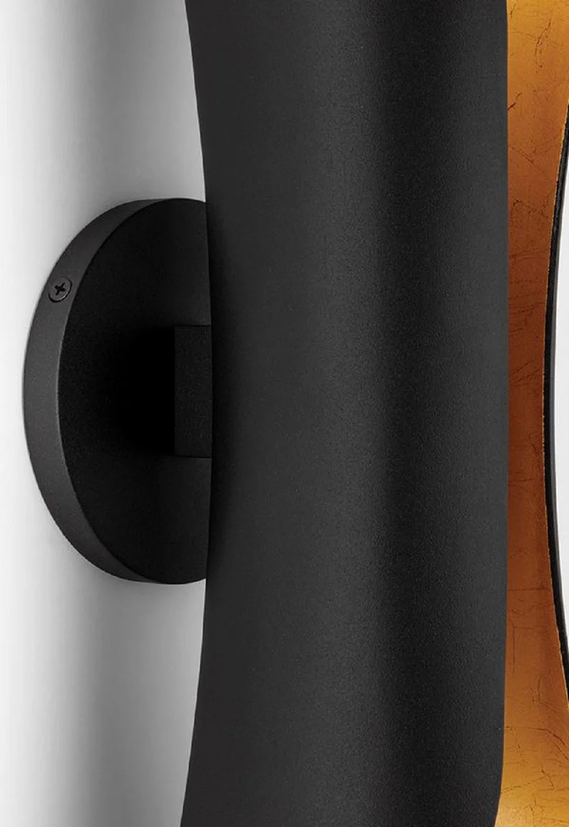 Casa Padrino l¨¢mpara de pared LED de lujo negro / oro / blanco 12,7 x 13,97 x A. 34,29 cm - L¨¢mpara de pared de sal¨®n - L¨¢mpara de pared de hotel - L¨¢mpara de pared de restaurante - Luces de lujo