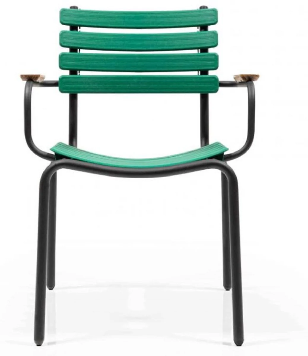 Casa Padrino conjunto de sillas de jard¨ªn de lujo verde / marr¨®n / negro 50 x 45 x A. 79 cm - Sillas de jard¨ªn modernas con reposabrazos - Muebles de Jard¨ªn y Gastronom¨ªa