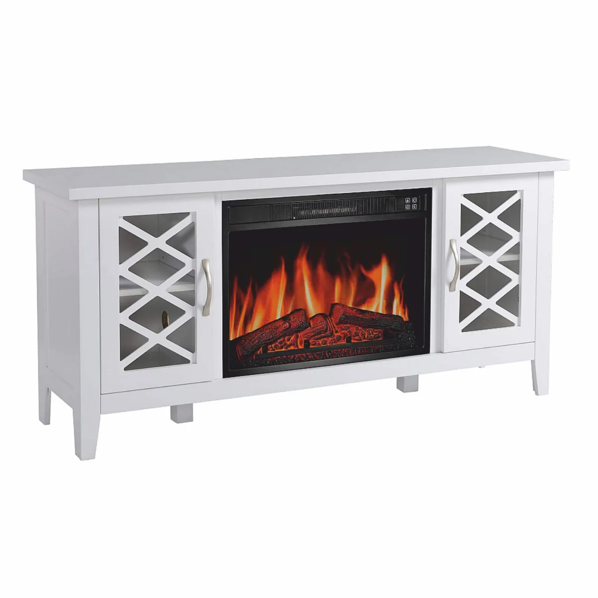 Casa Padrino armario de TV de estilo campestre con chimenea eléctrica LED blanco 137,1 x 39 x A. 64,5 cm