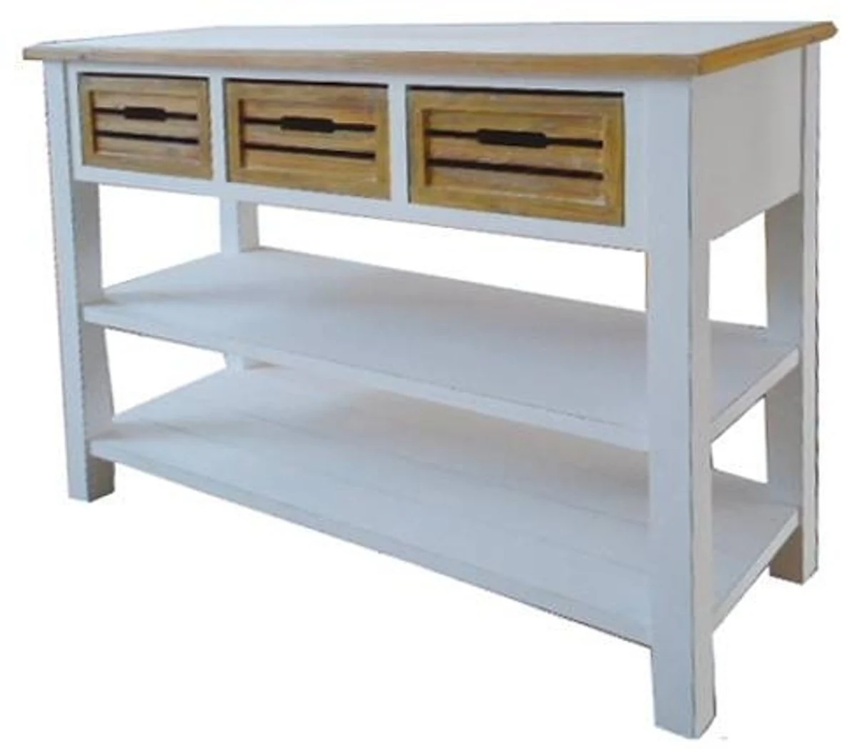 Casa Padrino country style console table with 3 drawers antique white / natural colors 115 x 41 x H. 87 cm - Handmade Console in Country Style
