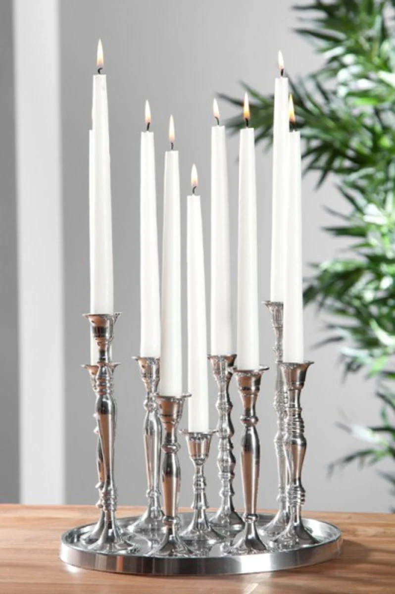 Designer candle holder made ??of polished aluminum, 9-lights - Shine Classic - Candlesticks
