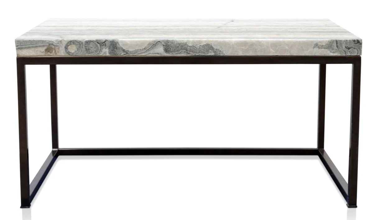 Casa Padrino mesa de centro de lujo con mesa de piedra natural 80 x 50 x H. 40 cm - Mesa de Centro de Lujo