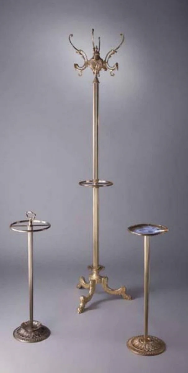 Casa Padrino cenicero barroco de lujo bronce Ø 25 x A. 78 cm - Cenicero redondo de latón estilo barroco con soporte y asa - Accesorios decorativos barrocos - Calidad de lujo - Hecho en Italia