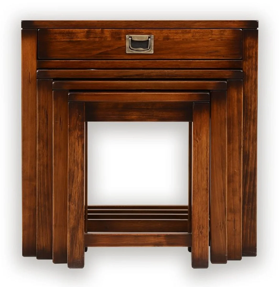 Casa Padrino conjunto de 4 mesas auxiliares de estilo vintage de lujo marr¨®n / lat¨®n 60 x 40 x A. 60 cm - Muebles de sal¨®n - Muebles de madera maciza - Muebles de lujo de estilo vintage