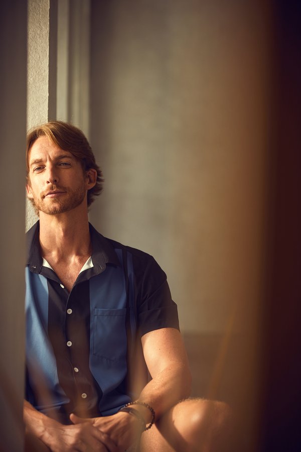 Mens Ombre Print Front Buttons Soft Breathable Chest Pocket Casual Bowling Shirt