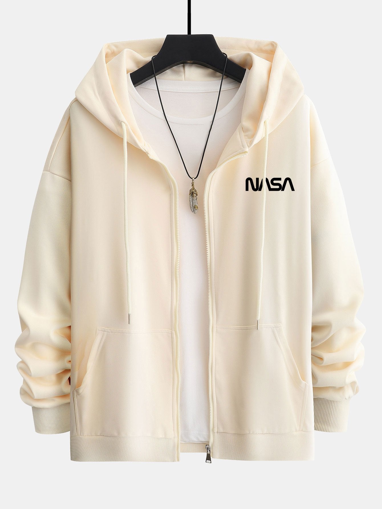 NASA Print Relax Fit Zip Hoodie