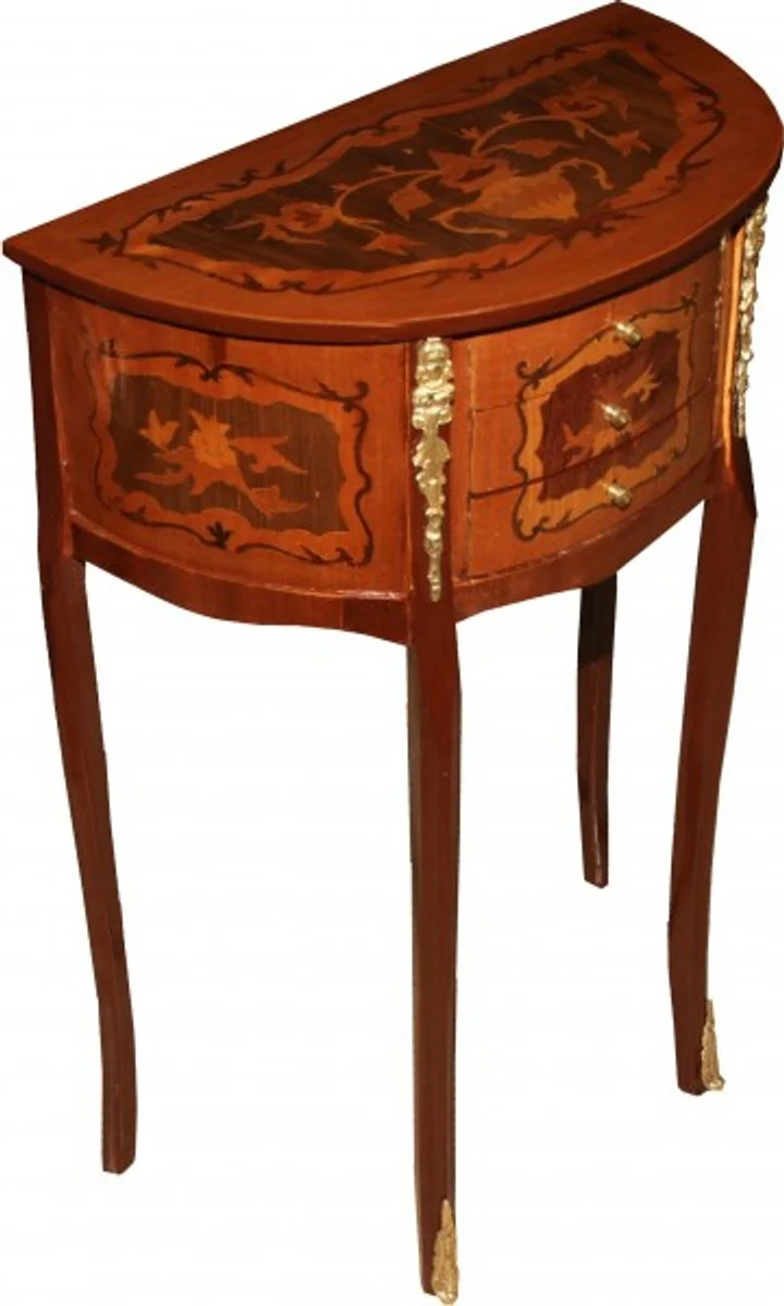 Casa Padrino baroque chest of drawers with 3 drawers brown inlaid H 70 cm, B 45 cm - antique style - nightstand console