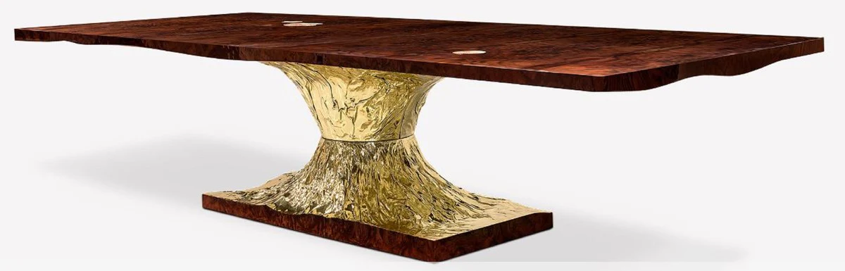 Casa Padrino Mesa de Comedor de Dise?o de Lujo Marr¨®n / Oro 450 x 150 x H. 76 cm - Mesa de Comedor Rectangular - Muebles de Comedor de Dise?o de Lujo Italiano - Muebles de Lujo - Hecho en Italia