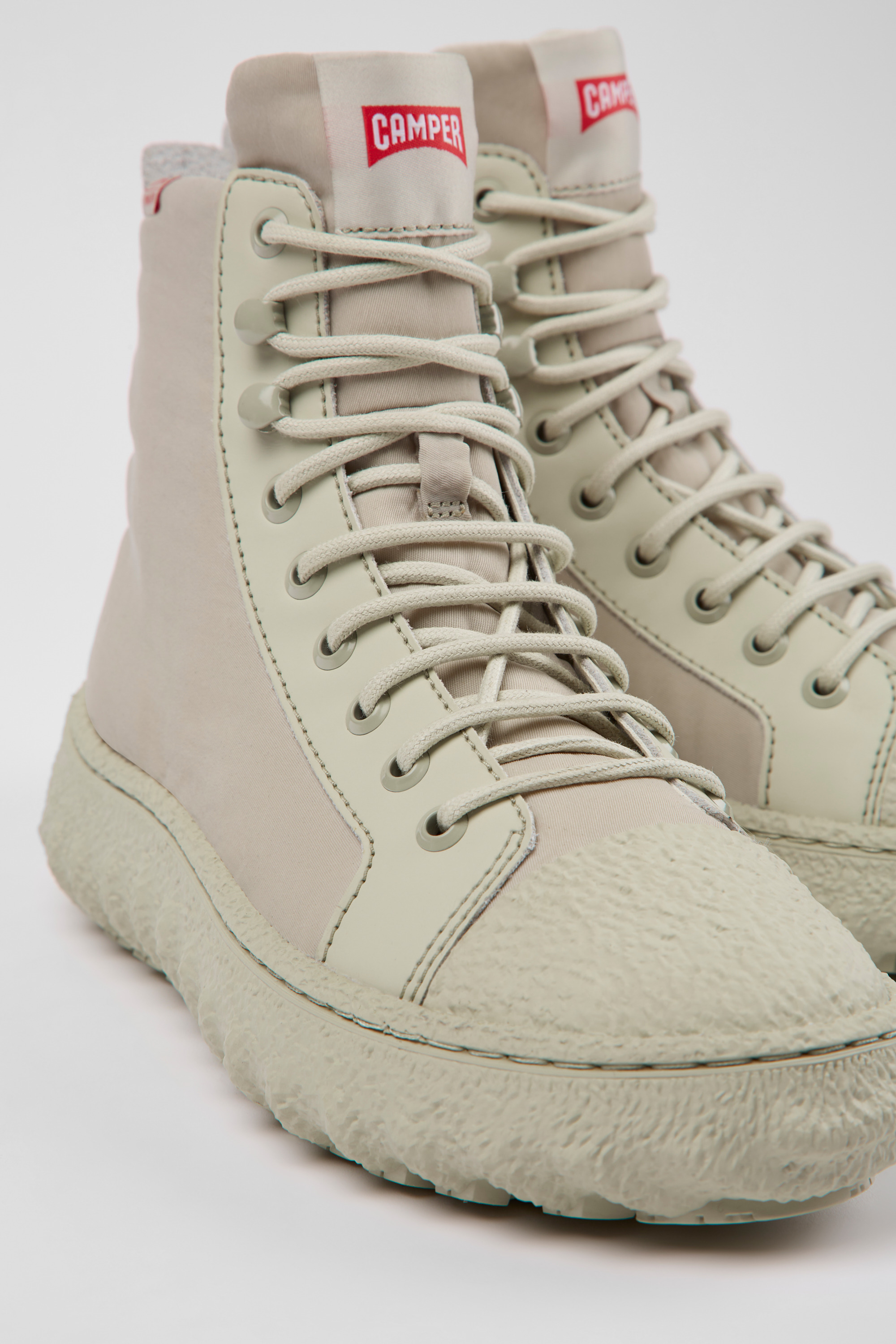 Ground PrimaLoft MICHELIN - Light gray textile and leather ankle boots for women