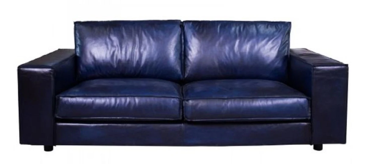 Casa Padrino sof¨¢ de cuero de lujo azul oscuro 205 x 104 x H. 83 cm - Sof¨¢ de sal¨®n de cuero aut¨¦ntico - Muebles de sal¨®n de cuero aut¨¦ntico - Muebles de cuero de lujo