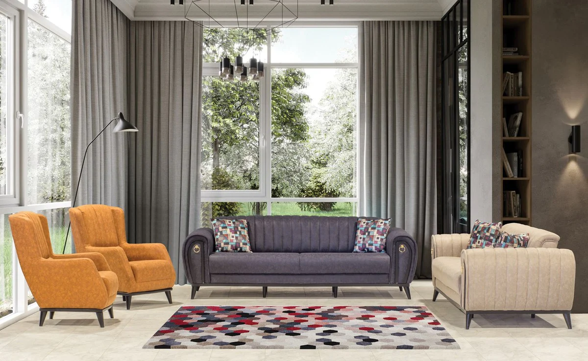 Casa Padrino sof¨¢ cama de lujo p¨²rpura / negro / oro 222 x 90 x H. 80 cm - Sof¨¢ de sal¨®n moderno - Muebles de sal¨®n de lujo