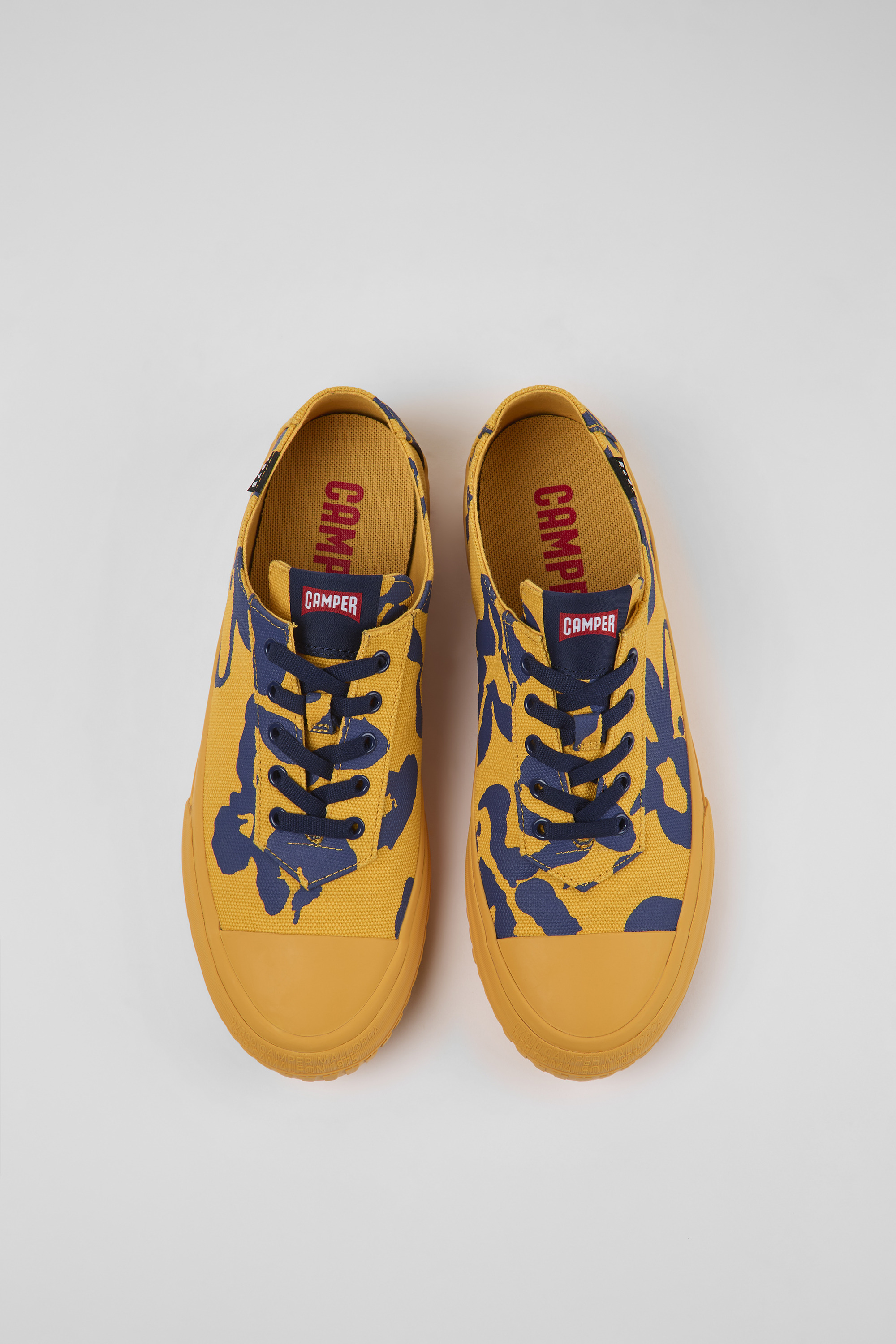 Camaleon - Orange and blue recycled cotton sneakers for men