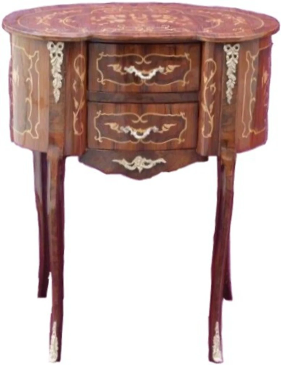 Casa padrino Baroque telephone table 2 drawers side table my model mahogany brown inlay 80 x 64 x 44cm
