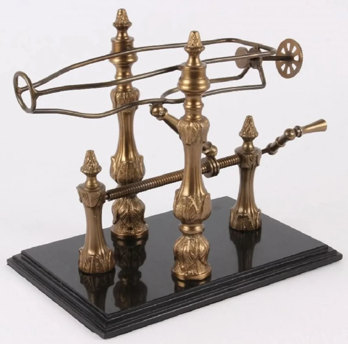 Casa Padrino soporte de vino Art Nouveau oro / negro 40 cm - Soporte para botellas de vino con base de m¨¢rmol