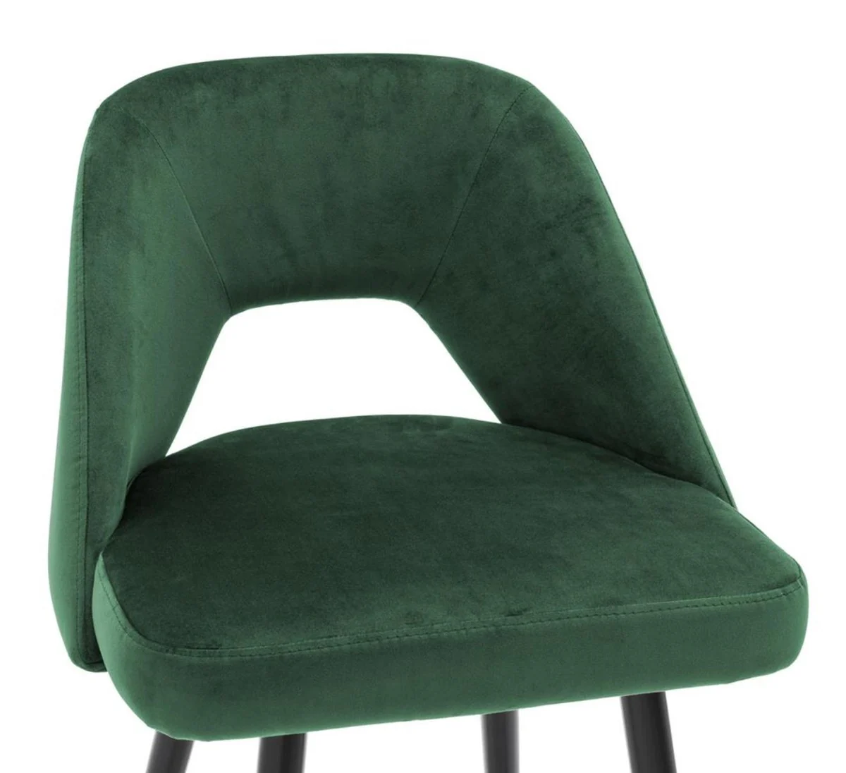 Casa Padrino taburete de bar de lujo verde / negro 50 x 50 x H. 90 cm - Taburete de Bar de Lujo con Respaldo