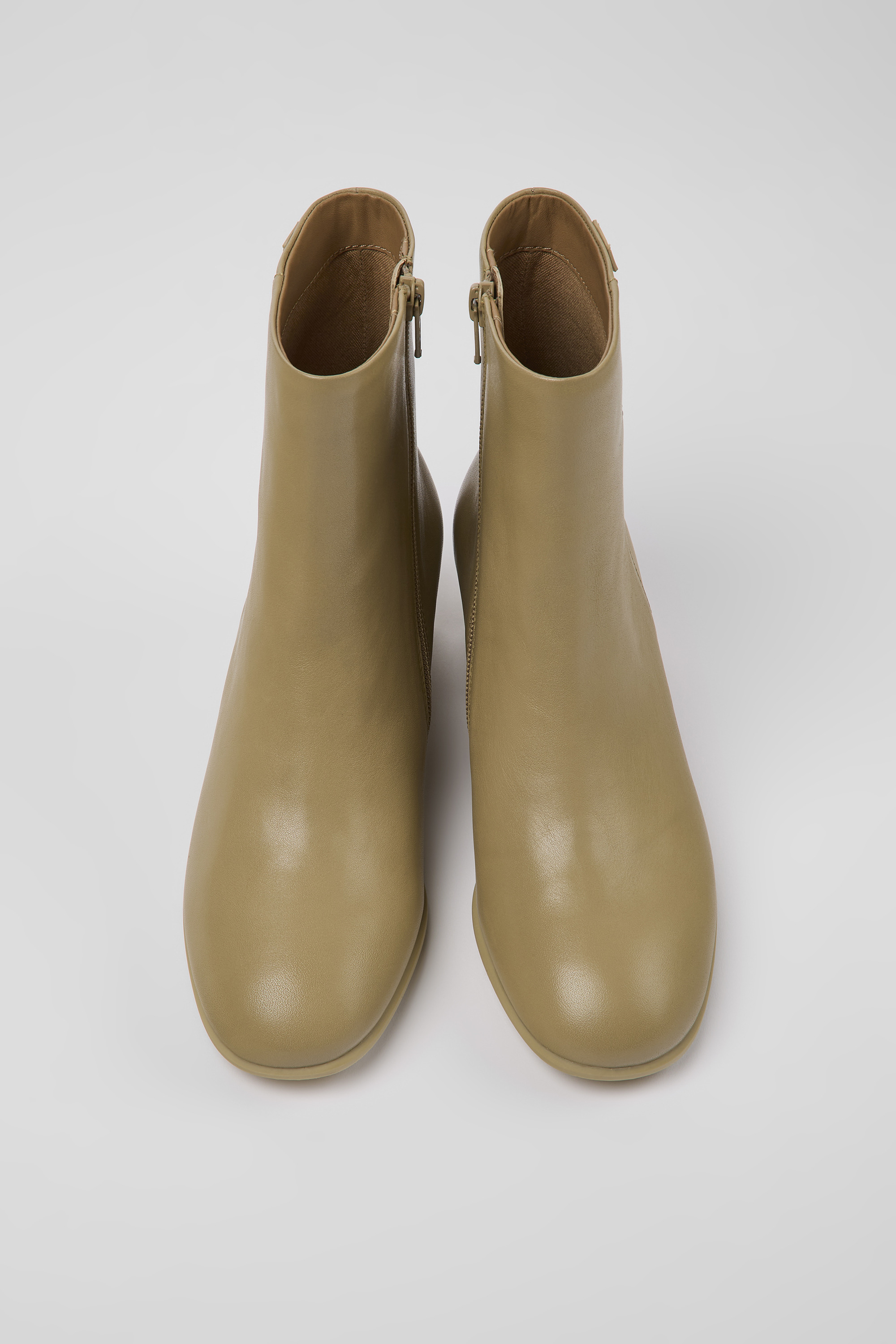 Katie - Beige leather ankle boots for women