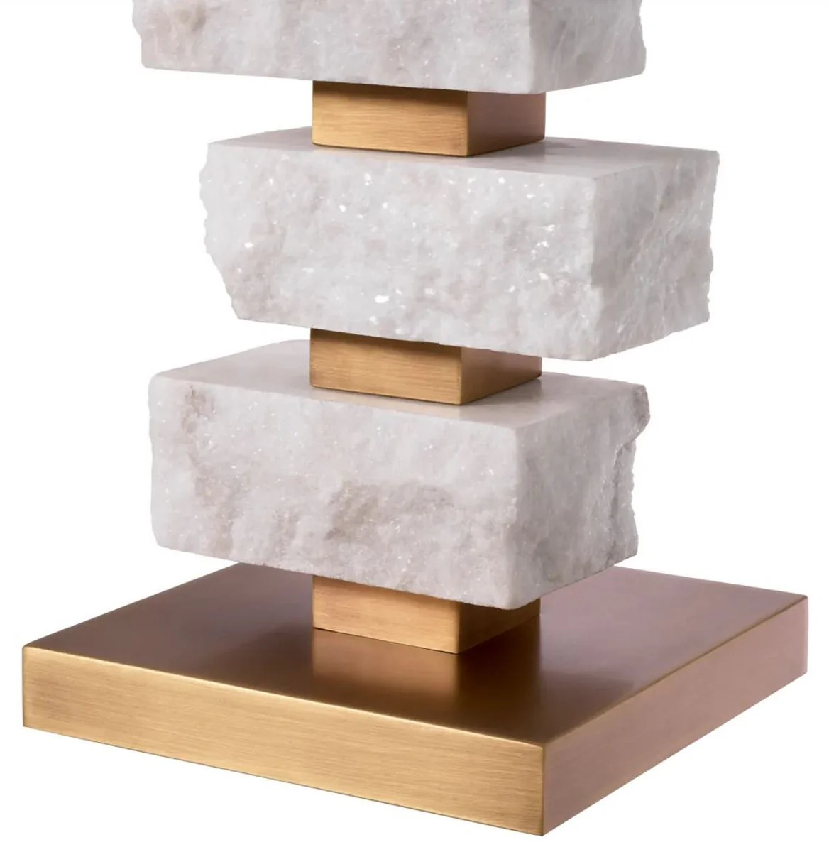 Casa Padrino lámpara de mesa de lujo blanco / latón antiguo / crema 35,5 x 35,5 x A. 89 cm - Lámpara de escritorio con pantalla cuadrada - Lámparas de mesa de lujo - Lámparas de escritorio