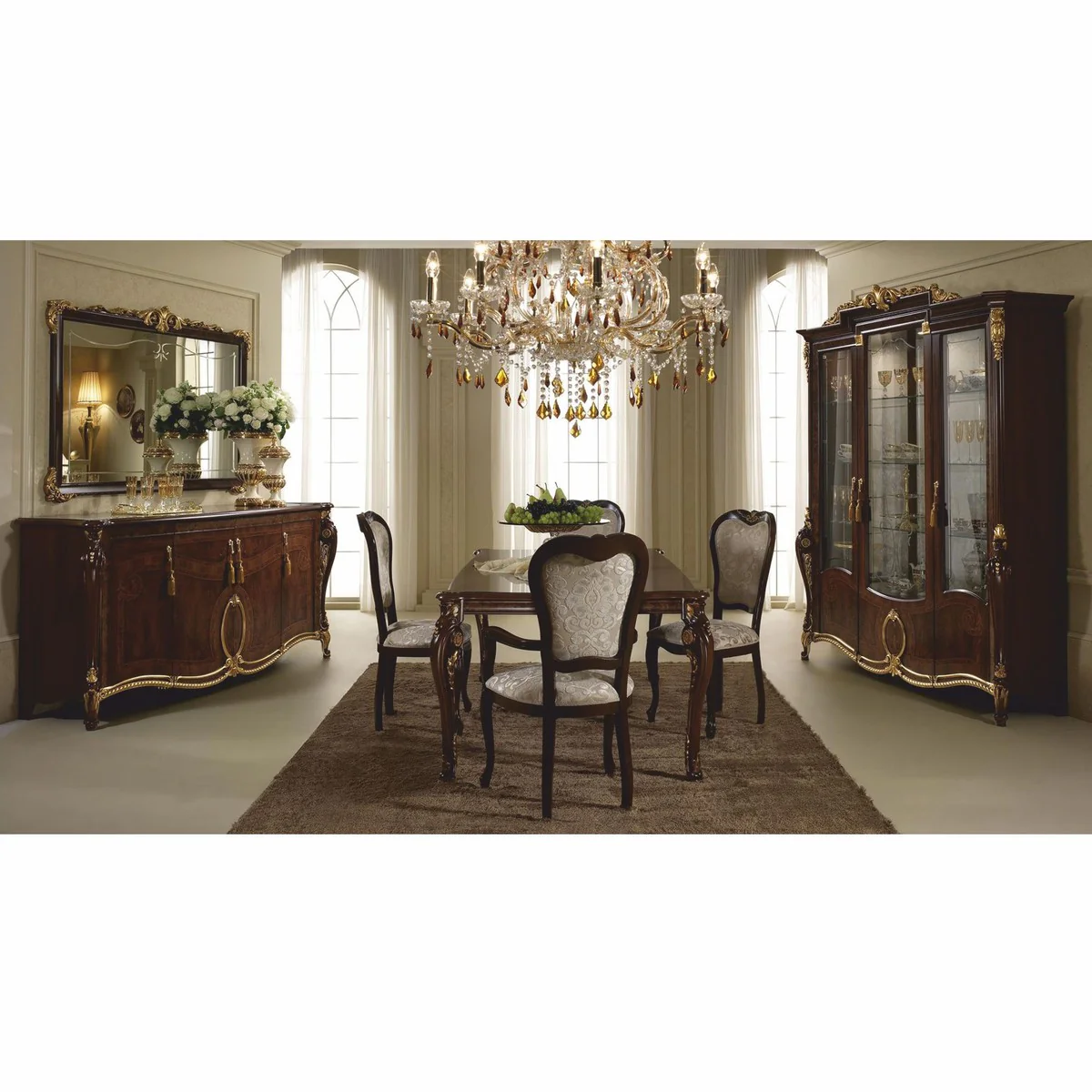 Casa Padrino Vitrina Barroco de Lujo Marr¨®n Oscuro / Oro 198 x Al. 231 cm - Hecho en Italia