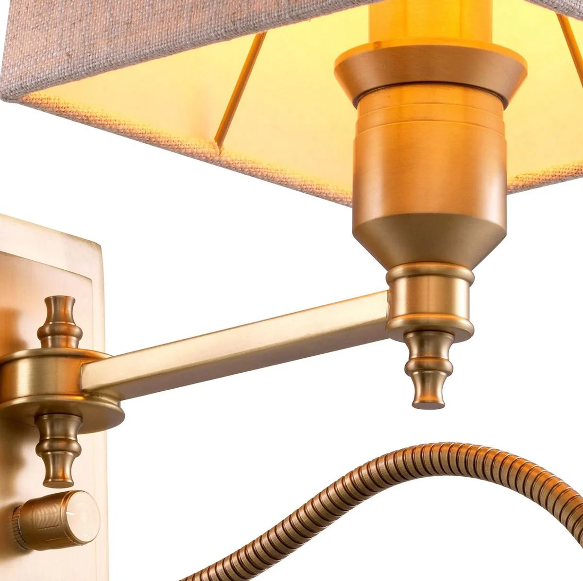 Casa Padrino lámpara de pared de lujo latón antiguo 14 x 25 x A. 30,5 cm - Lámpara de pared con luz de lectura LED giratoria - Luces de hotel - Luces de pared de lujo - Calidad de lujo