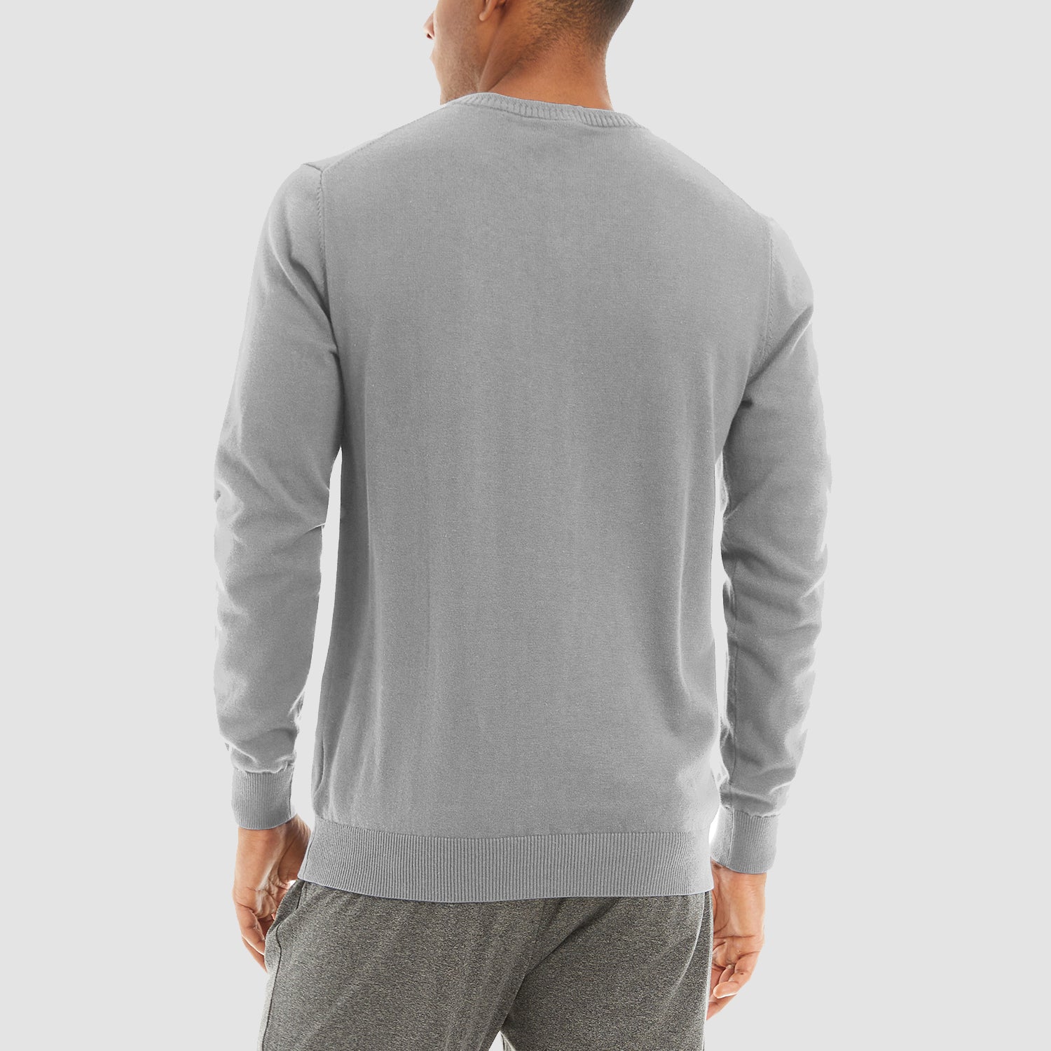 Men's Pullover Sweaters V-Neck Long Sleeve Cotton Sweatshirt