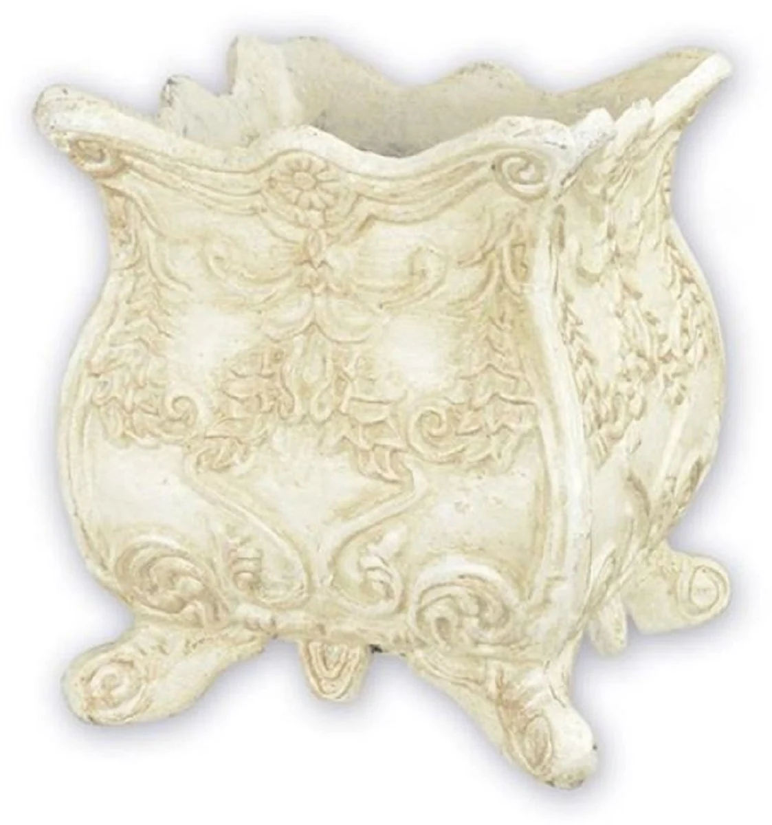 Casa Padrino maceta Art Nouveau blanco 20 x 20 x A. 21,2 cm - Elegante macetero de hierro fundido - Accesorios de Decoración de Jardín y Terraza Barrocos y Art Nouveau