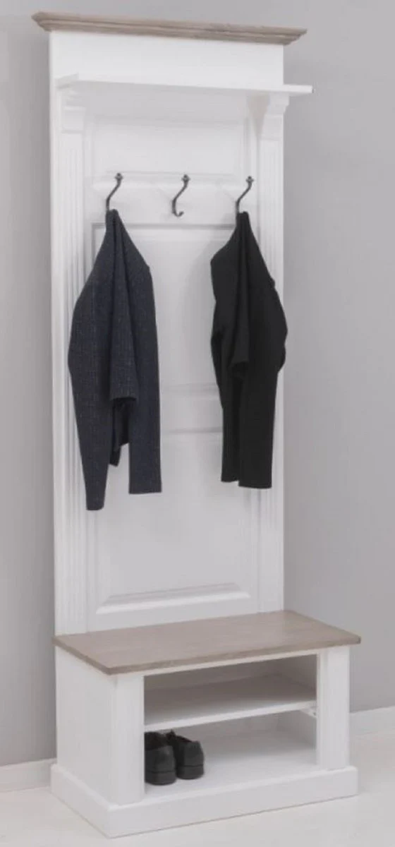 Casa Padrino armario de madera maciza estilo campestre blanco / gris marrón 79 x 41 x A. 210 cm - Armario de pared - Armario de recibidor - Muebles de recibidor - Muebles de estilo campestre