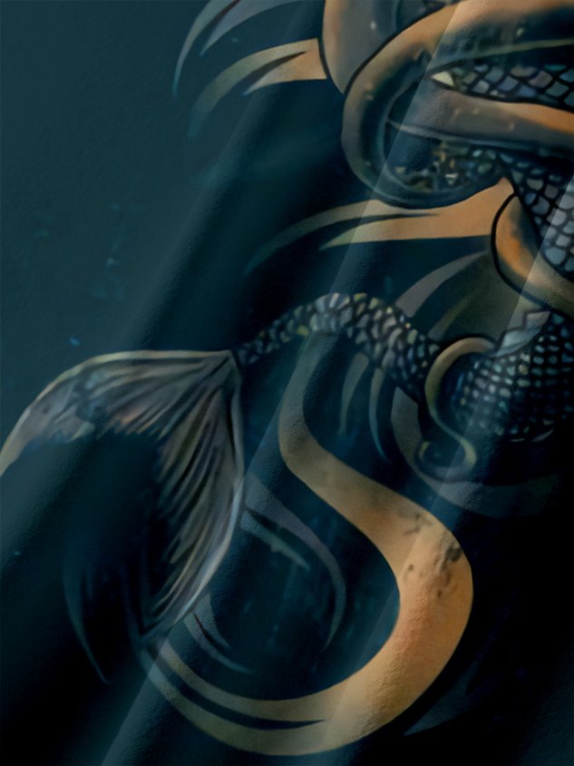 Mermaid Chest Pocket Short Sleeve Bowling Shirt