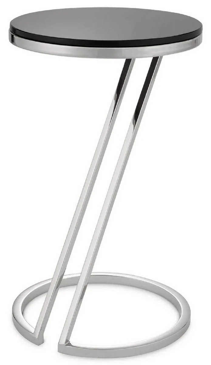 Casa Padrino mesa auxiliar de lujo plata / gris ? 36 x A. 60 cm - Mesa de acero inoxidable con tapa de vidrio - Muebles de sal¨®n - Muebles de lujo - Interior de lujo