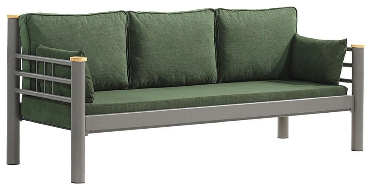 Casa Padrino sof¨¢ de jard¨ªn Art Nouveau verde / gris / natural 200 x 70 x A. 85 cm - Sof¨¢ de jard¨ªn de metal con cojines - Sof¨¢ de Terraza - Muebles de jard¨ªn - Muebles Art Nouveau
