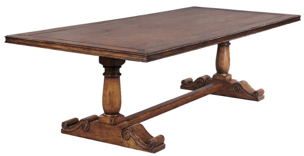 Casa Padrino mesa de comedor de estilo campestre de lujo marr¨®n 275 x 116 x A. 77 cm - Mesa de cocina r¨²stica de madera maciza - Muebles de comedor de madera maciza de estilo campestre r¨²stico