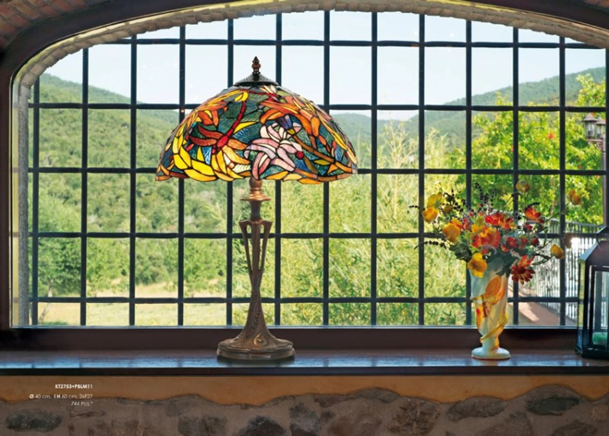 L¨¢mpara taburete Tiffany altura 60 cm, di¨¢metro 40 cm, l¨¢mpara de luz