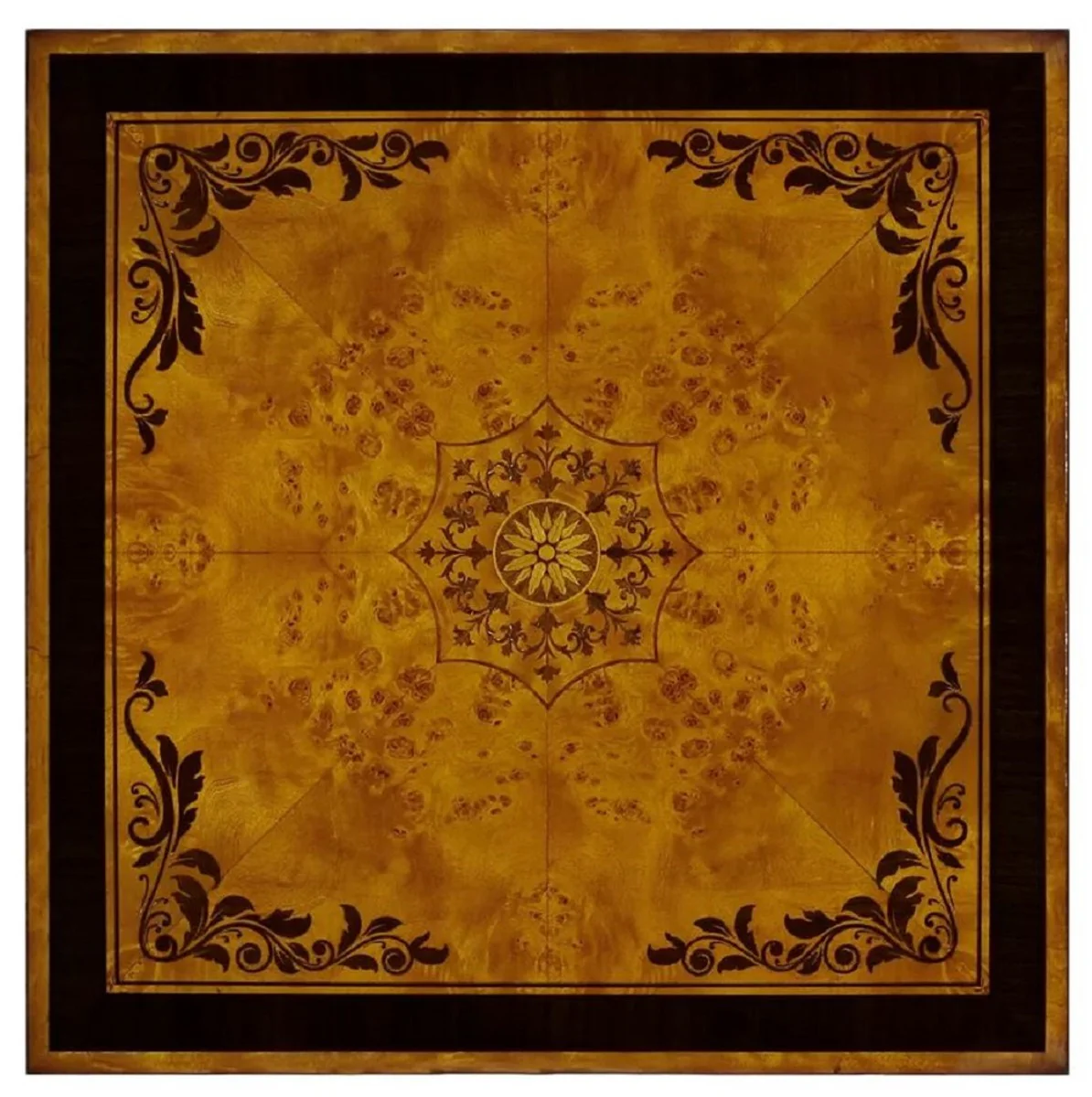 Casa Padrino mesa auxiliar Art Deco de lujo natural / marqueter¨ªa marr¨®n / plata / lat¨®n antiguo 61 x 61 x A. 77 cm - Mesa cuadrada de madera maciza con caj¨®n - Muebles de sal¨®n Art Deco de lujo