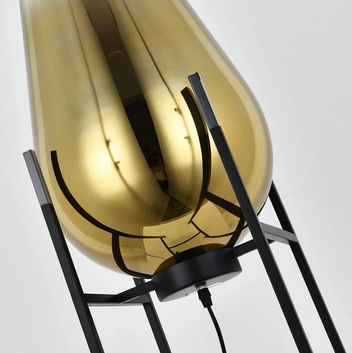 Casa Padrino lámpara de pie de lujo oro / negro 30 x 30 x A. 97 cm - Lámpara de pie de metal con pantalla de vidrio - Lámparas de pie de lujo - Lámparas de lujo - Interior de lujo