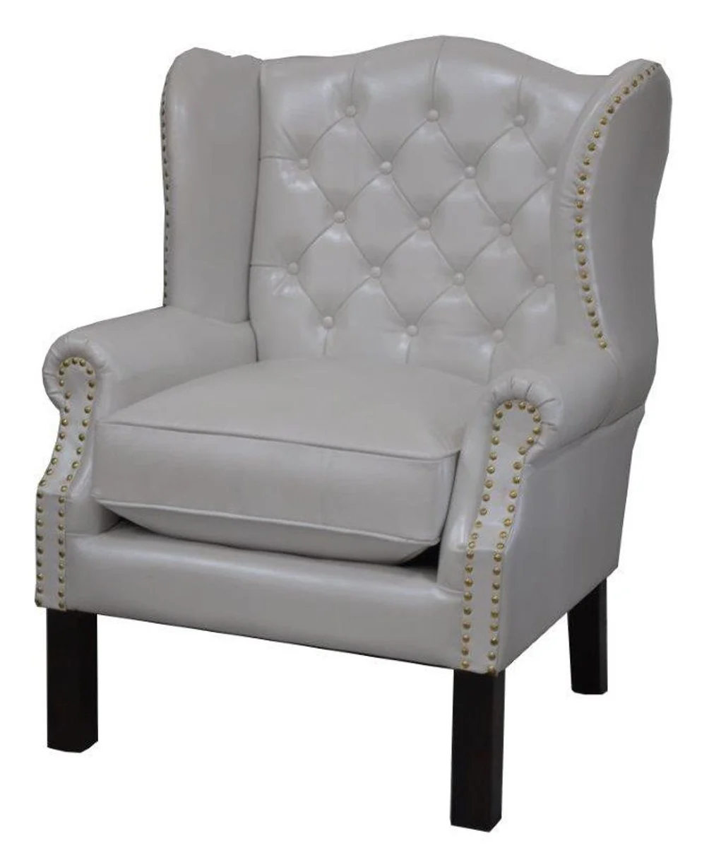 Luxury Genuine Leather Armchair White 72 x 65 x H. 103 cm - Hotel Furniture
