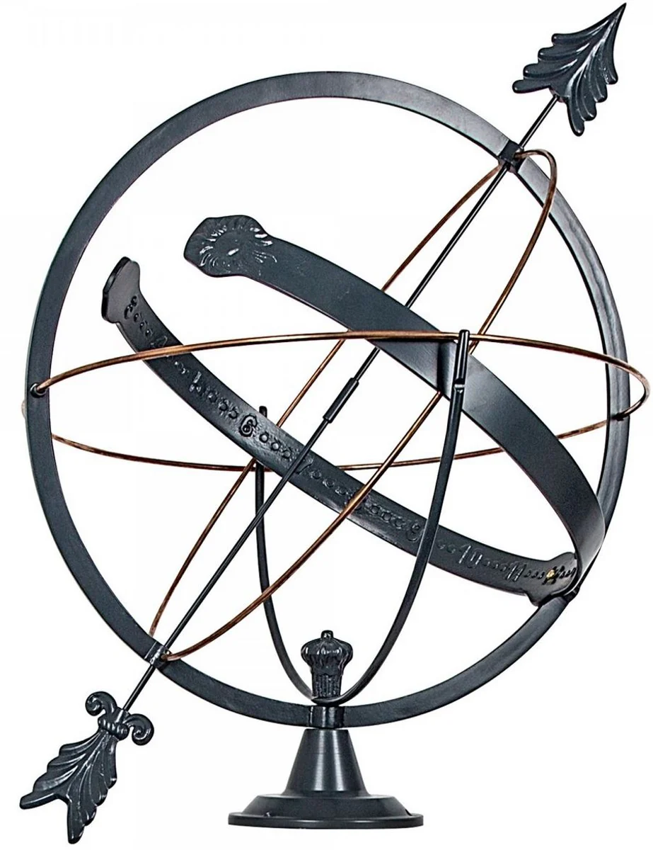 Casa Padrino Art Nouveau Garden Deco Reloj de Sol Antracita / Cobre Ø 60 x H. 72 cm - Decoración de Lujo en el Jardín