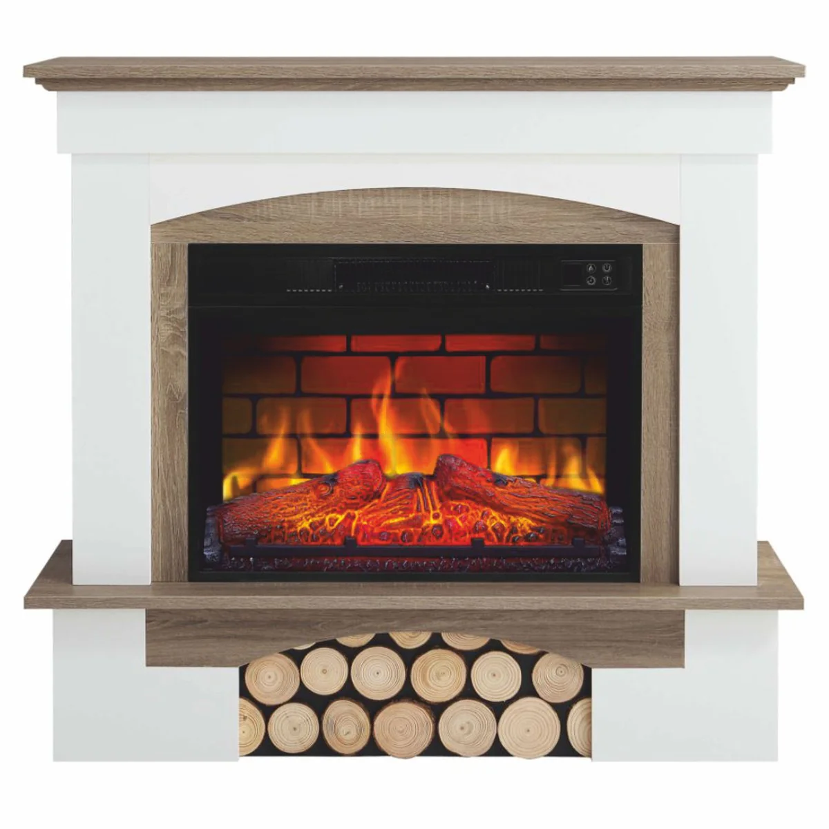 Casa Padrino chimenea el¨¦ctrica LED de estilo campestre blanco / marr¨®n 98,5 x 30 x Al. 90 cm