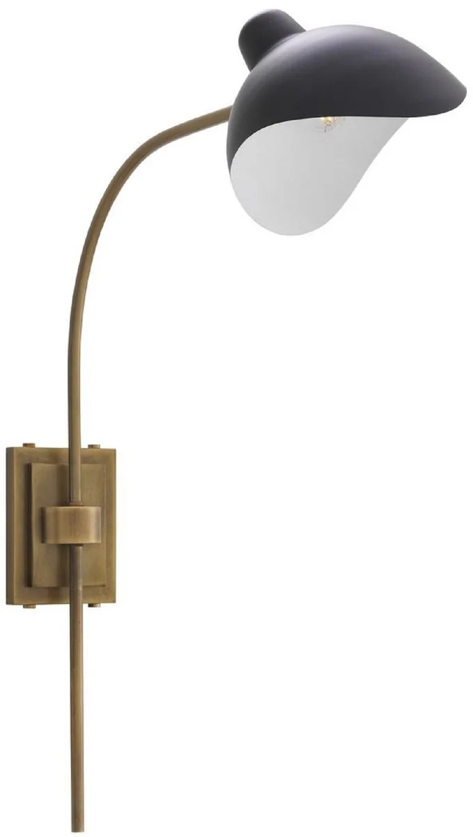 Casa Padrino lámpara de pared de diseño latón antiguo / negro 19,5 x 67 x A. 70 cm - Lámpara de pared elegante de estilo años 50 - Colección de Lujo