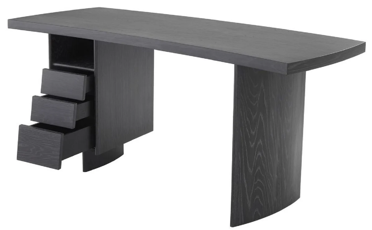 Casa Padrino escritorio de lujo de madera maciza con tablero curvo gris antracita 170 x 70 x A. 78,5 cm - Mesa de Oficina - Mesa de Computadora - Muebles de Oficina de Lujo