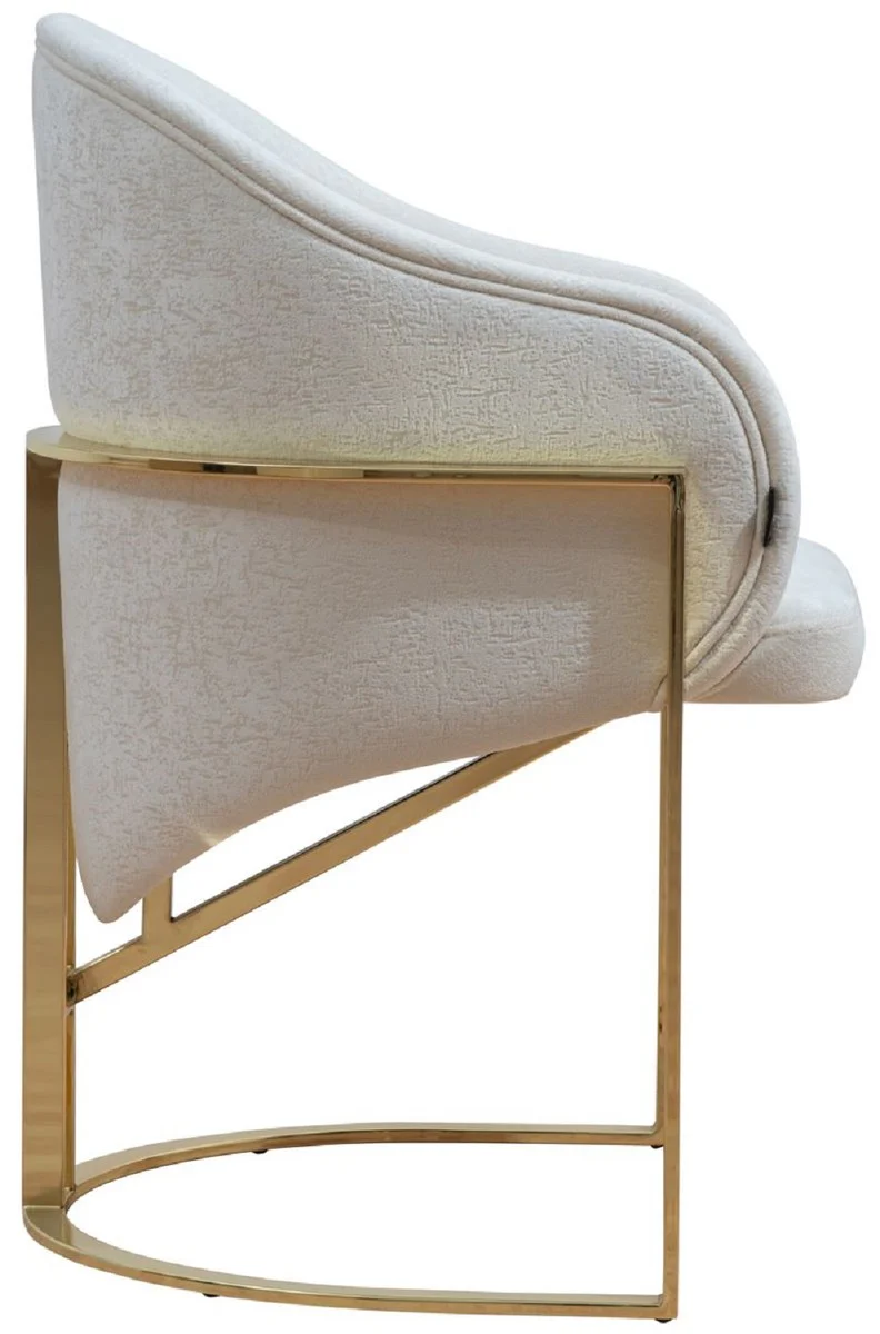 Casa Padrino silla de comedor de lujo con reposabrazos blanco / oro A. 84 cm