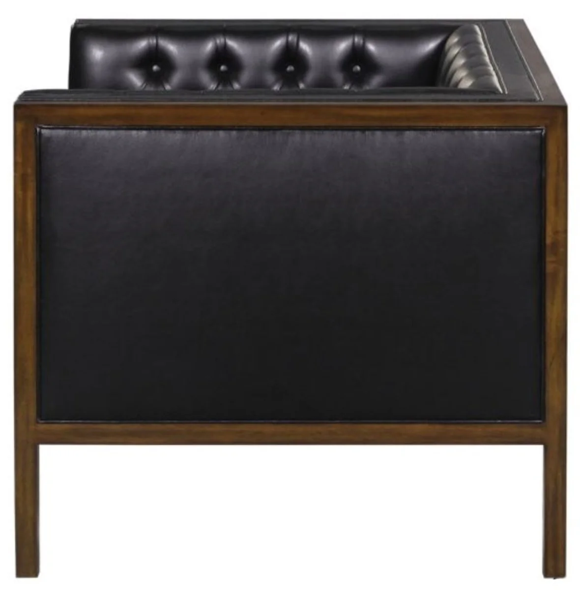 Casa Padrino Chesterfield Sill¨®n de Cuero Genuino Negro / Marr¨®n 91 x 78 x H. 72 cm - Muebles de Hotel