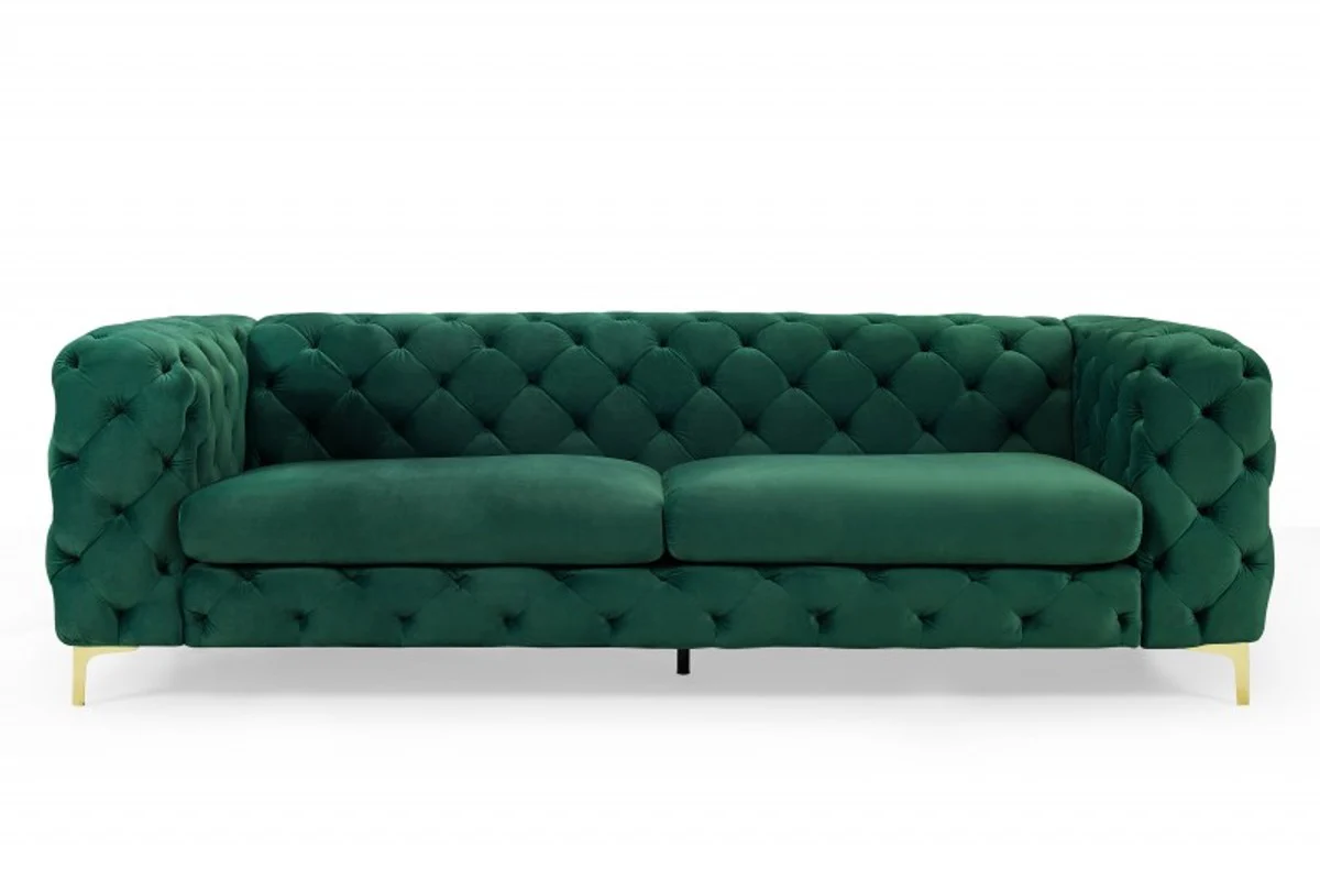 Sof¨¢ Chesterfield Casa Padrino en verde / dorado 240 x 97 x H 73 cm - Sof¨¢ Chesterfield de dise?o
