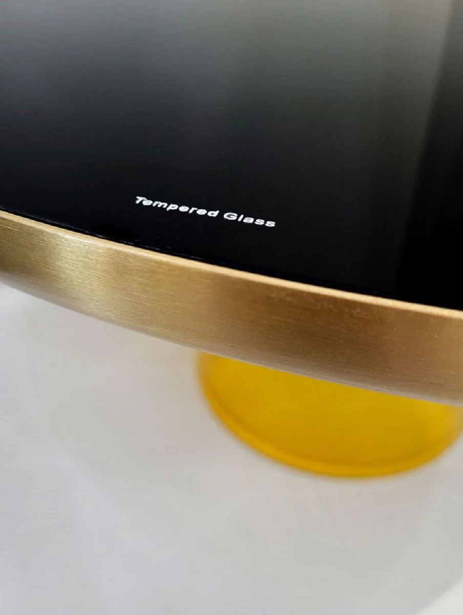 Casa Padrino mesa de centro de lujo negro / oro / amarillo ? 75 x A. 37 cm - Mesa de sal¨®n redonda de vidrio - Muebles de sal¨®n - Muebles de lujo