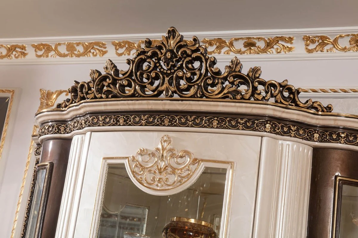 Casa Padrino vitrina barroco de lujo con puerta crema / marr¨®n oscuro / oro