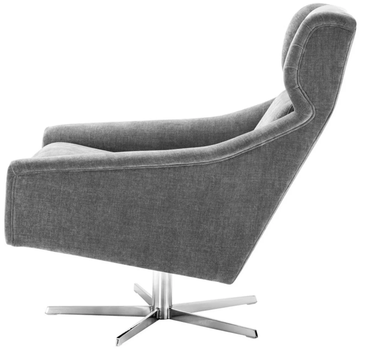 Casa Padrino sillón giratorio gris / plata 76 x 98 x h 94,5 cm - Muebles de Lujo