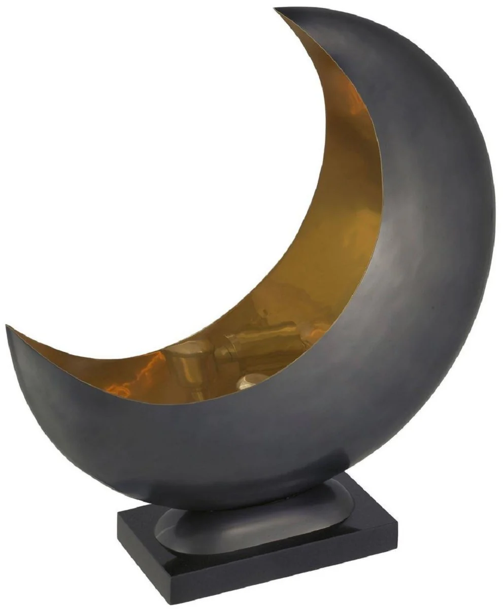 Casa Padrino lámpara de mesa de diseño gris antracita / latón 48 x A. 53 cm - Lámpara de mesa moderna con base de granito - Lámpara de salón