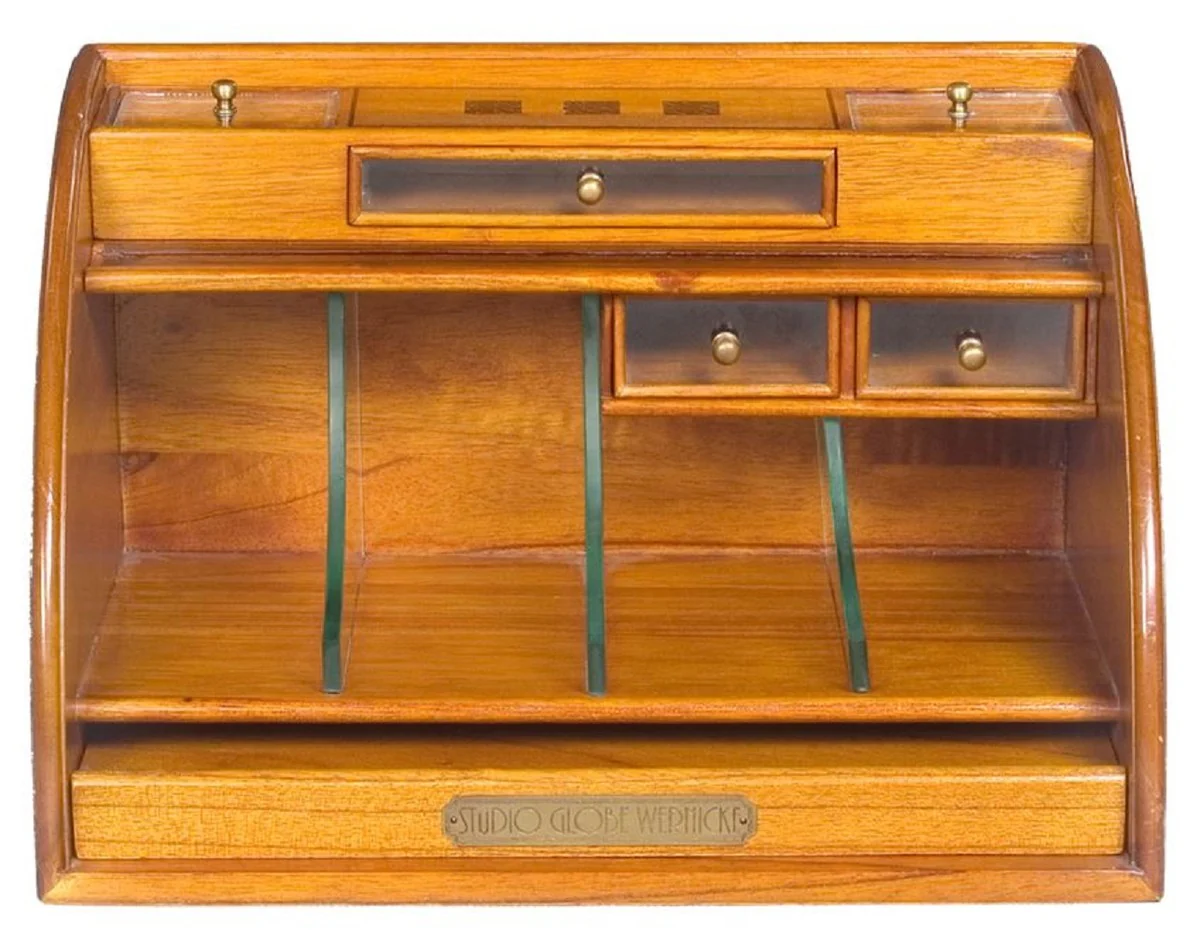 Casa Padrino caja organizadora de escritorio de lujo marr¨®n claro 37,5 x 25 x A. 24 cm - Elegante caja de oficina de madera maciza - Accesorios de Oficina y Escritorio de Lujo