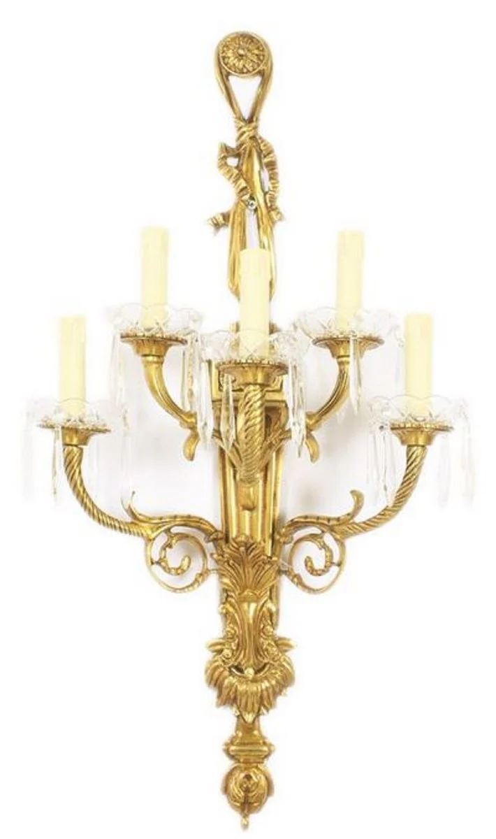 Casa Padrino conjunto de lámparas de pared barroco oro / blanco 35 x 20 x H. 95 cm - Apliques de Bronce Dorado - Suntuosas Lámparas Barrocas