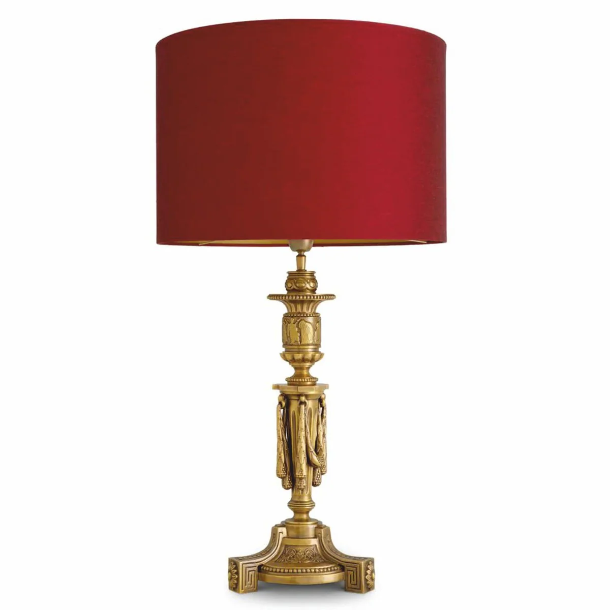 Casa Padrino L¨¢mpara de Mesa Barroco de Lujo Oro Antiguo / Rojo Al. 83,5 cm - L¨¢mpara de Escritorio Barroco