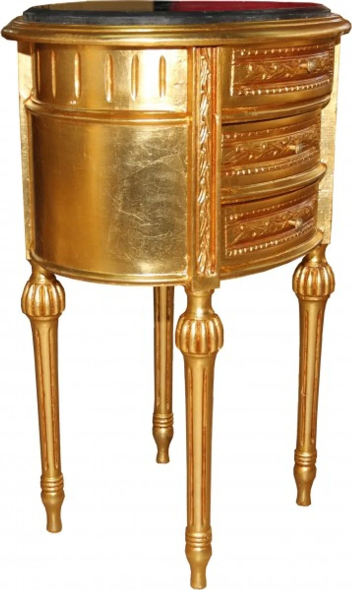 Casa Padrino Baroque Commode gold with marble top H 70 cm, W 52 cm Mod2 - Bedside console
