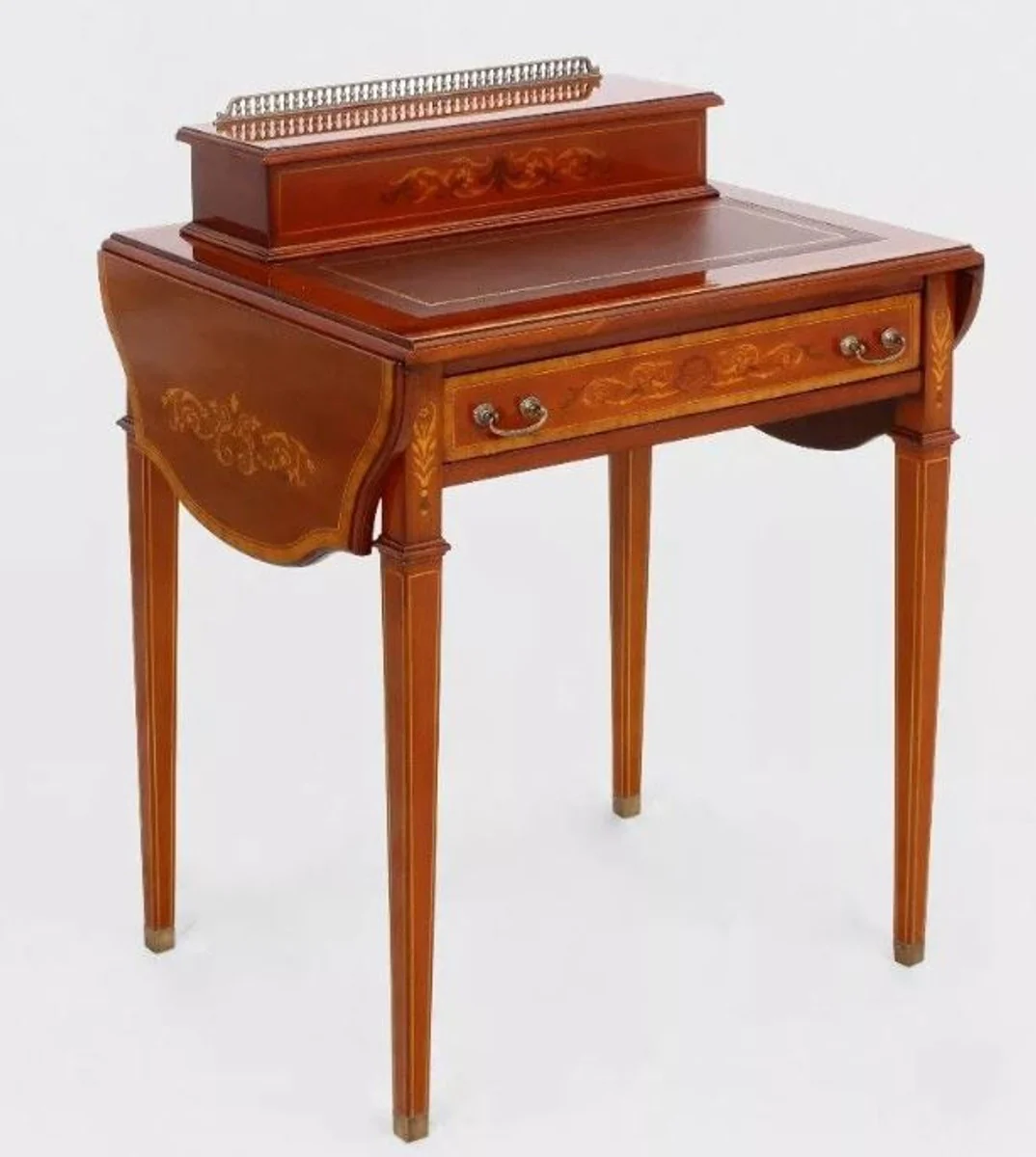 Casa Padrino escritorio barroco de lujo marr¨®n claro / cuero aut¨¦ntico marr¨®n plegable 104 x 49 x H. 80 cm - secretaria de estilo antiguo de madera maciza con caj¨®n